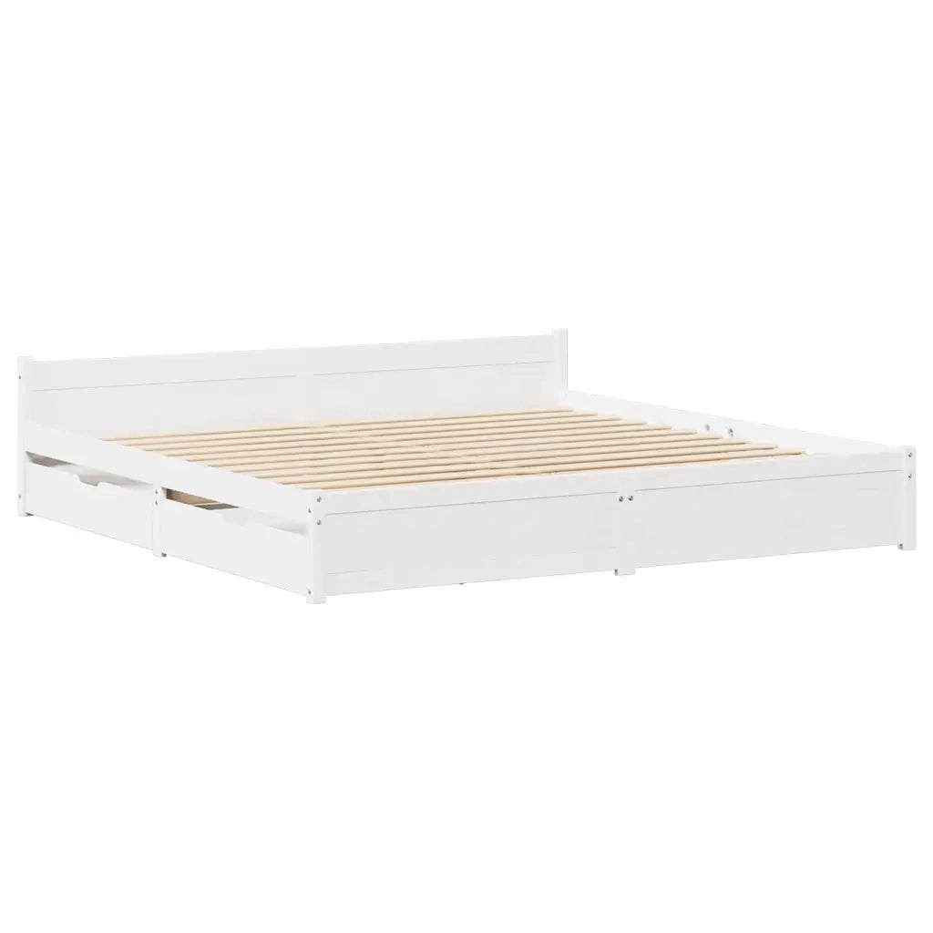 Letto senza Materasso-Struttura Letto Bianco 120x200 cm Legno Massello di Pino 886344