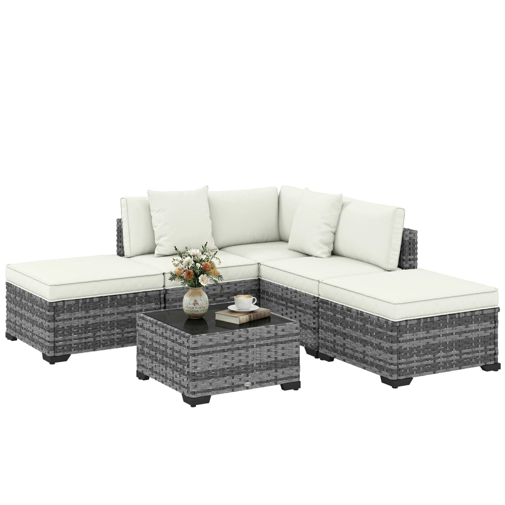 Set Giardino 6 Pezzi in Polyrattan e Acciaio ¨C Minimal ¨C Grigio