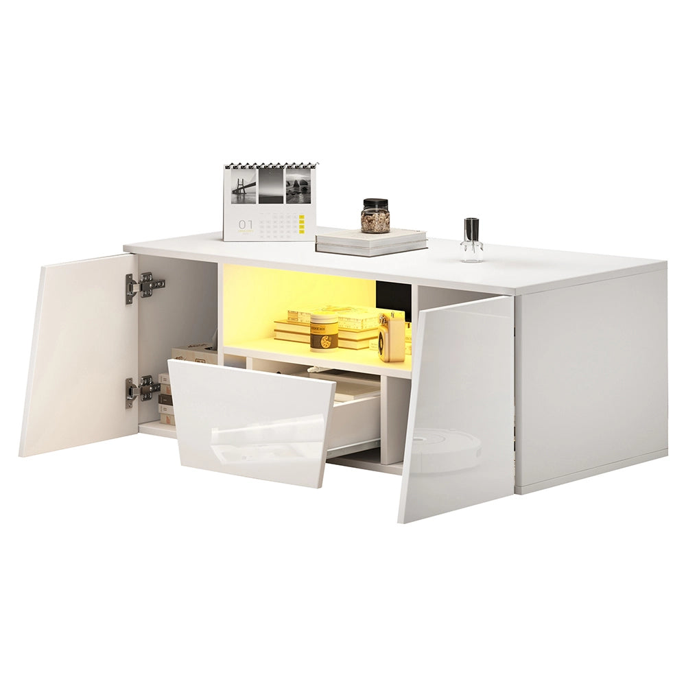 Tavolino irregolare - Xylo - 100x50cm LED 2 armadi bianco