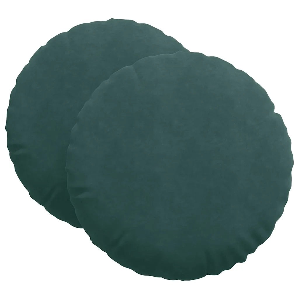 Cuscini per Seduta 2 pcs Verde Scuro Ø60 x 21 cm Velluto 42014213