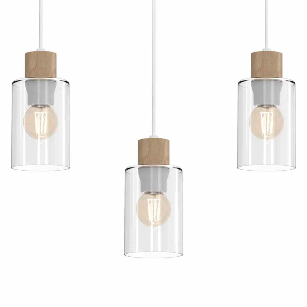 Lampada a sospensione Milagro Madera 3 luci bianca