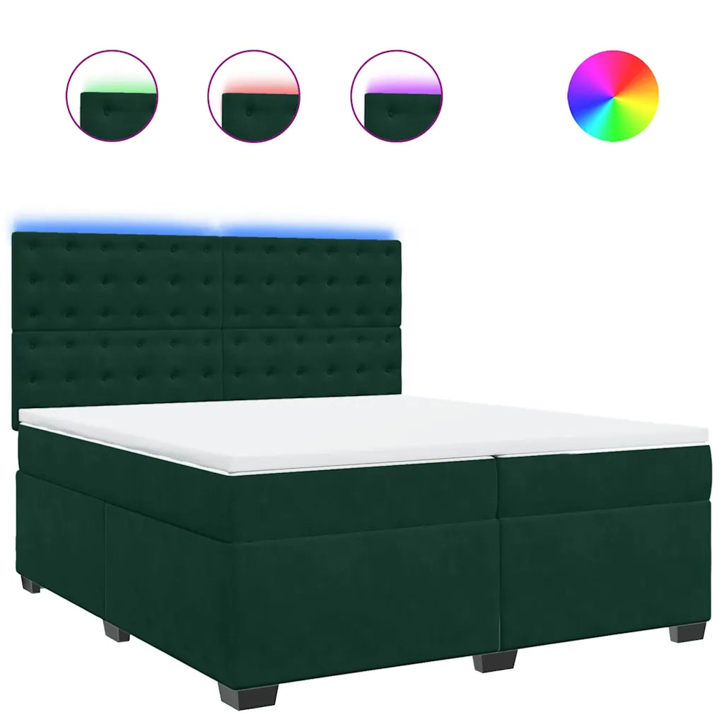 Giroletto a Molle con Materasso Verde Scuro 200x200 cm Velluto 3293317