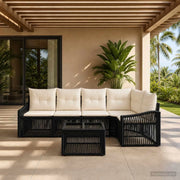 Set Divano da Giardino 6 pcs Nero polyrattan 3436006