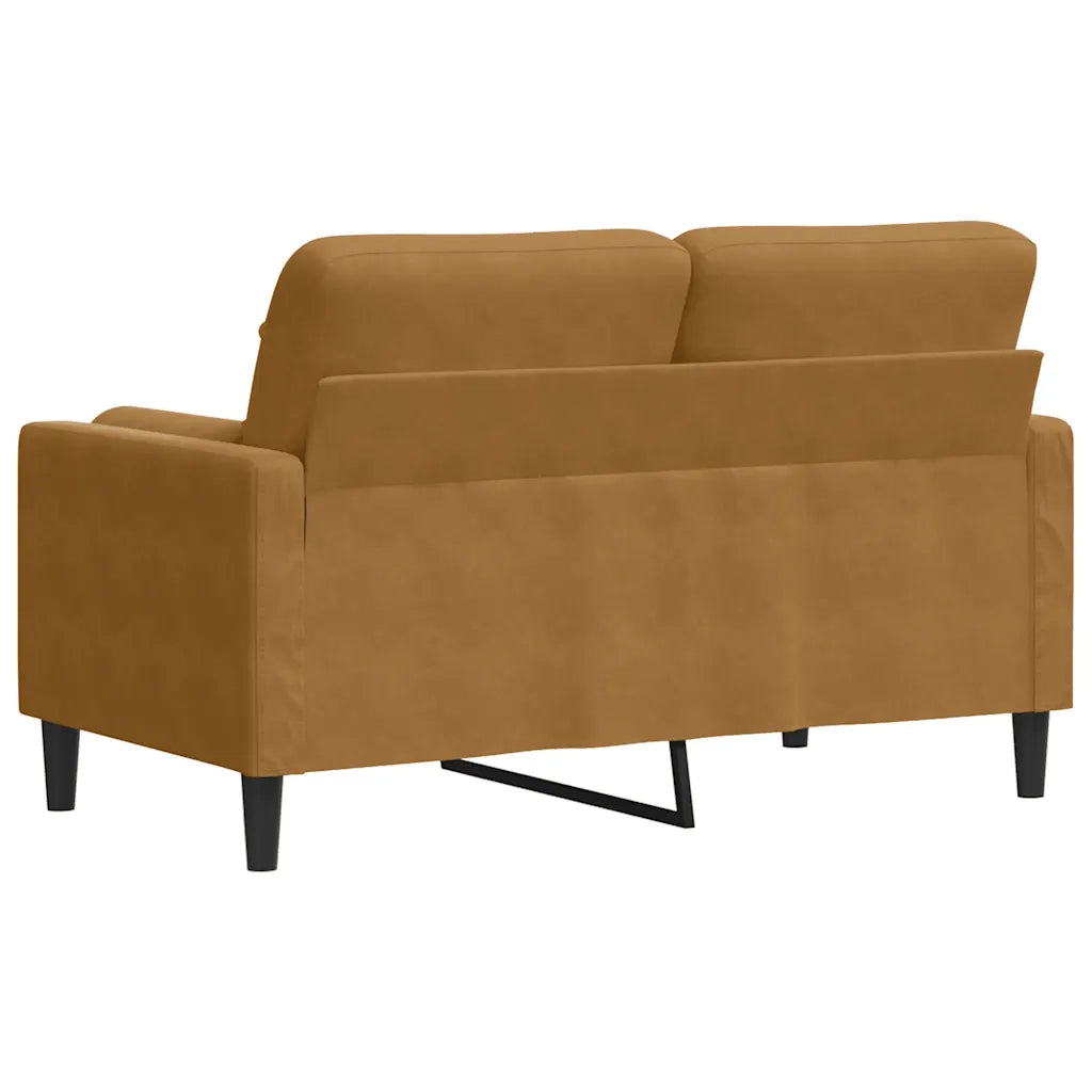 Divano | Divano da soggiorno | Sofa a 2 Posti con Cuscini Marrone 120 cm in Velluto