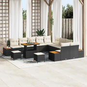 Set Divano da Giardino con cuscino 13 pcs Nero e Crema 3363365