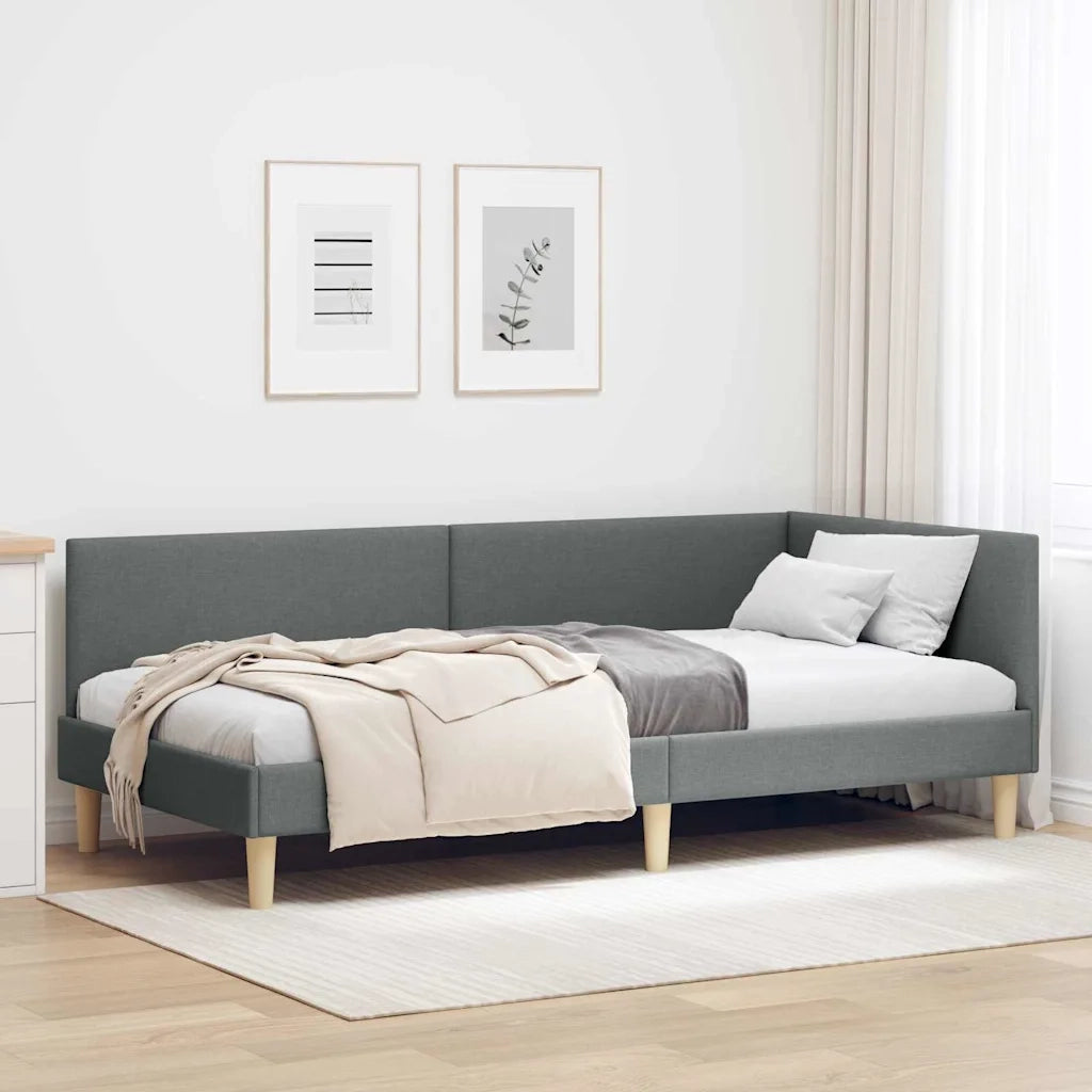 vidaXL Cornice del letto ad angolo Altro Grigio scuro 90 x 190 cm