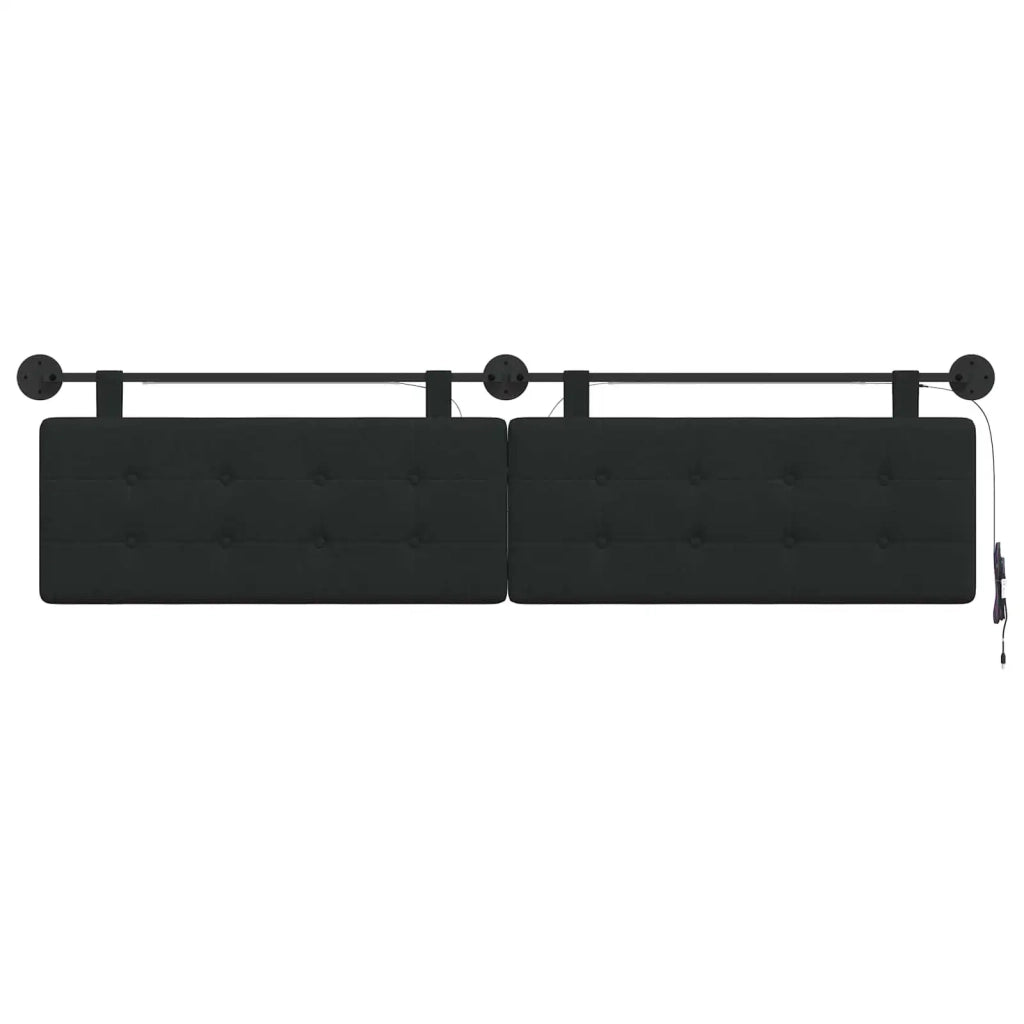 Testiera sospesa Con luce LED Nero Tessuto 3424494