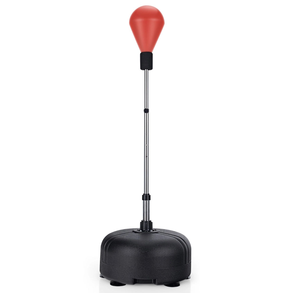 Punching ball per adulti e bambini con altezza regolabile in 4 posizioni, Sacco da boxe con supporto e guanti Rosso