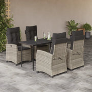 Set Pranzo da Giardino 5pz con Cuscini Grigio Chiaro Polyrattan
