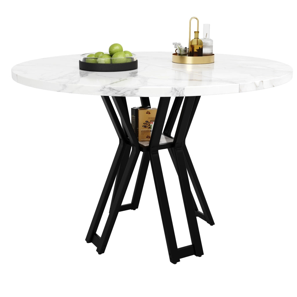 Tavolo da pranzo 100x100x76 cm con piedini regolabili; MDF e metallo nero