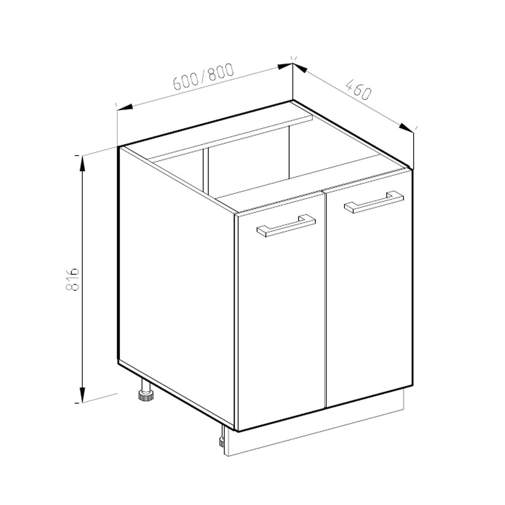 Vicco Mobiletto base cucina Rosso 60 cm PL Marmo