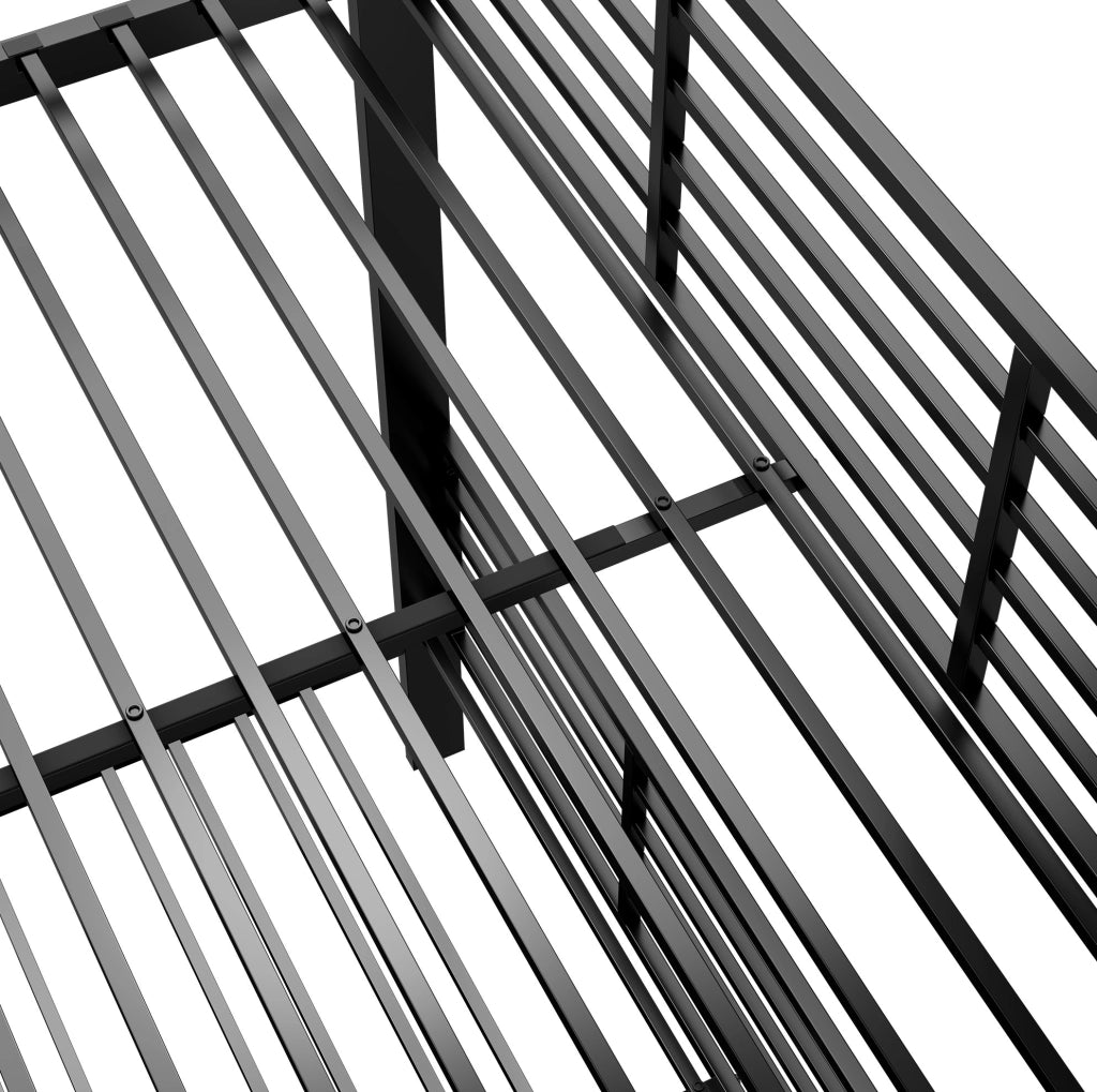 Letto a castello in metallo 140x200 cm con letto estraibile; nero