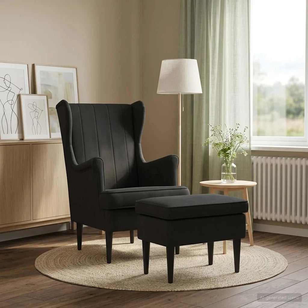 Poltrona con Ottomano 2 pz Nero Velluto 3418827