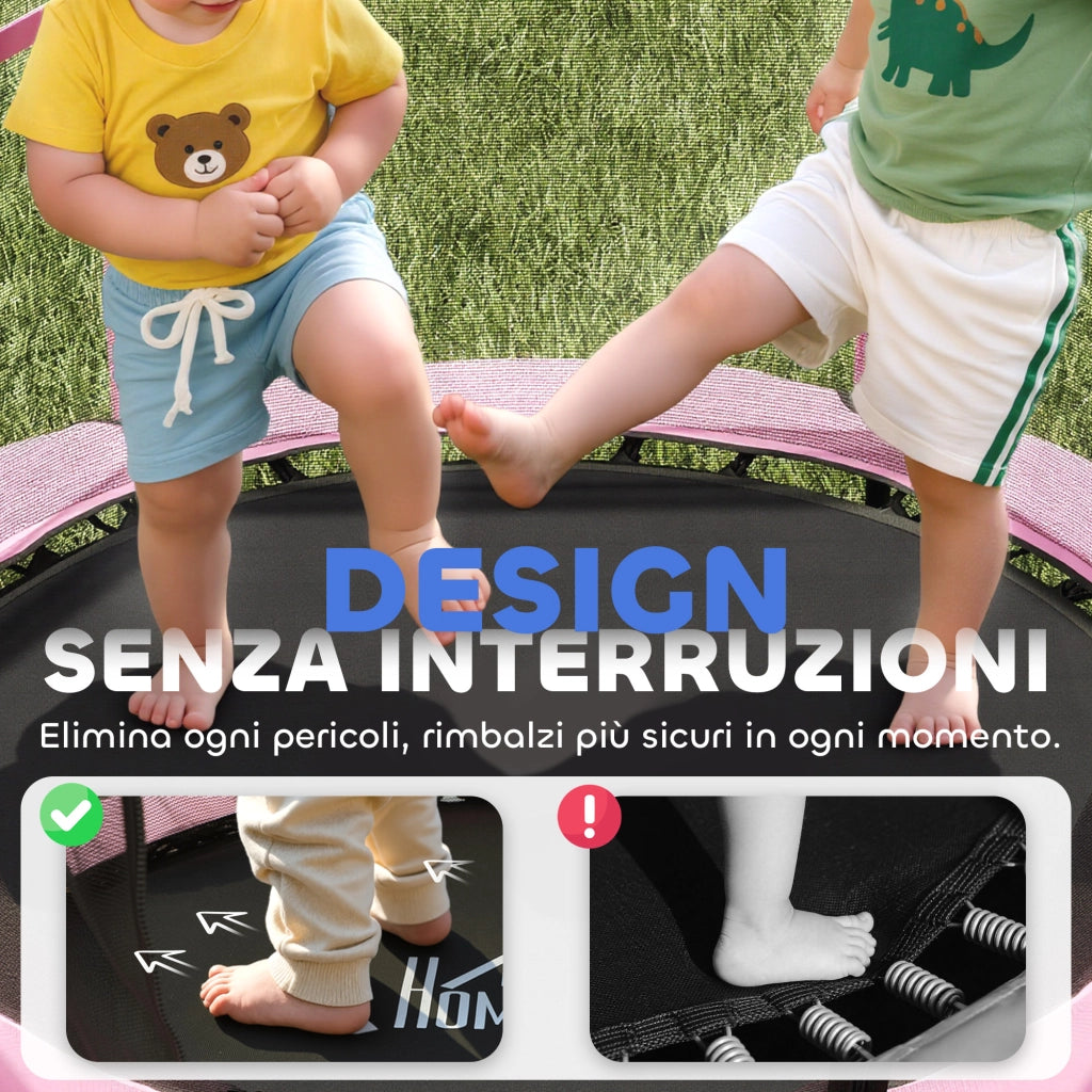 Tappeto Elastico per Bambini ¨C Xylo ¨C Rete Sicurezza, ?140x190cm, Rosa
