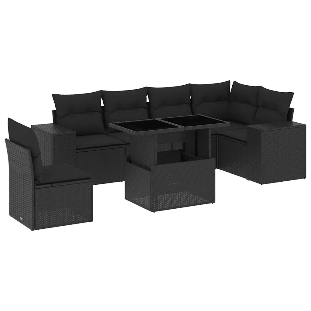 Set Divani da Giardino con Cuscini 7pz Nero Polyrattan 3269195