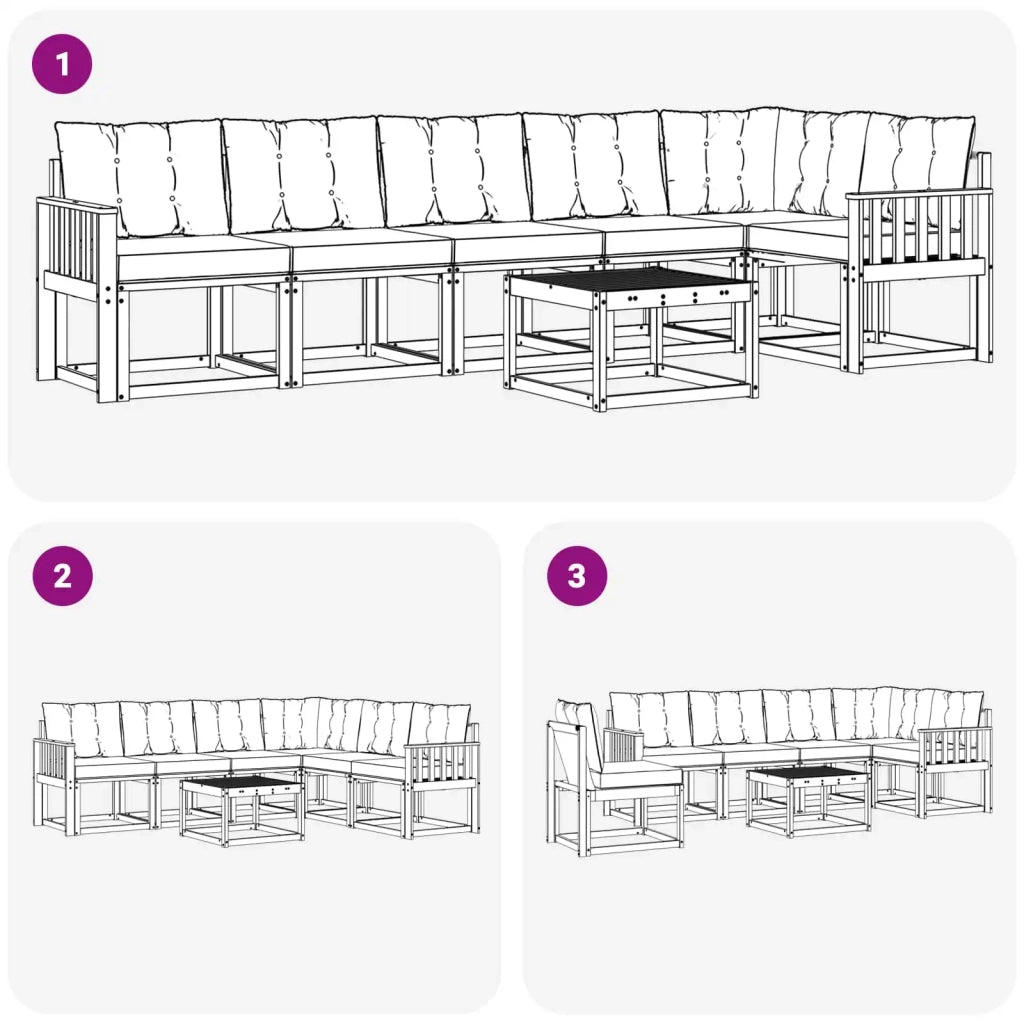 Set di divani da esterno con cuscino 7 pcs Bianco e Beige 3389547