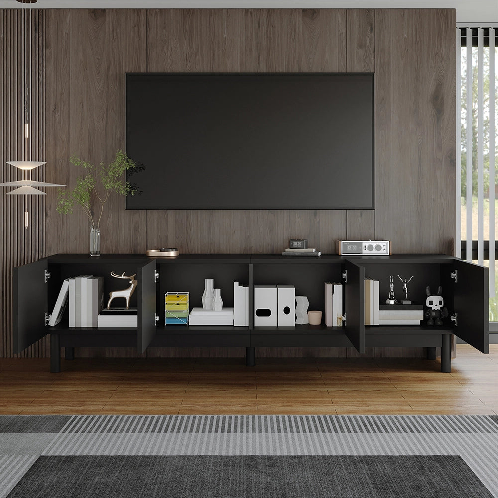 Mobile TV curve - Xylo - Con piedini stabilizzatori e ripiani