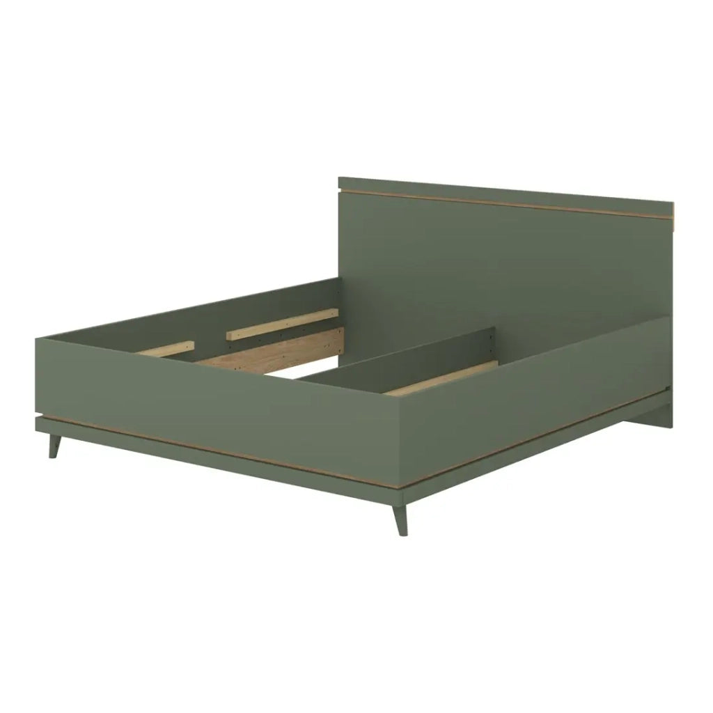 Letto NOKI – 180x200 cm verde e legno – Stile scandinavo