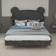 Letto imbottito 140x200 grigio - Xylo - Con testiera morbida