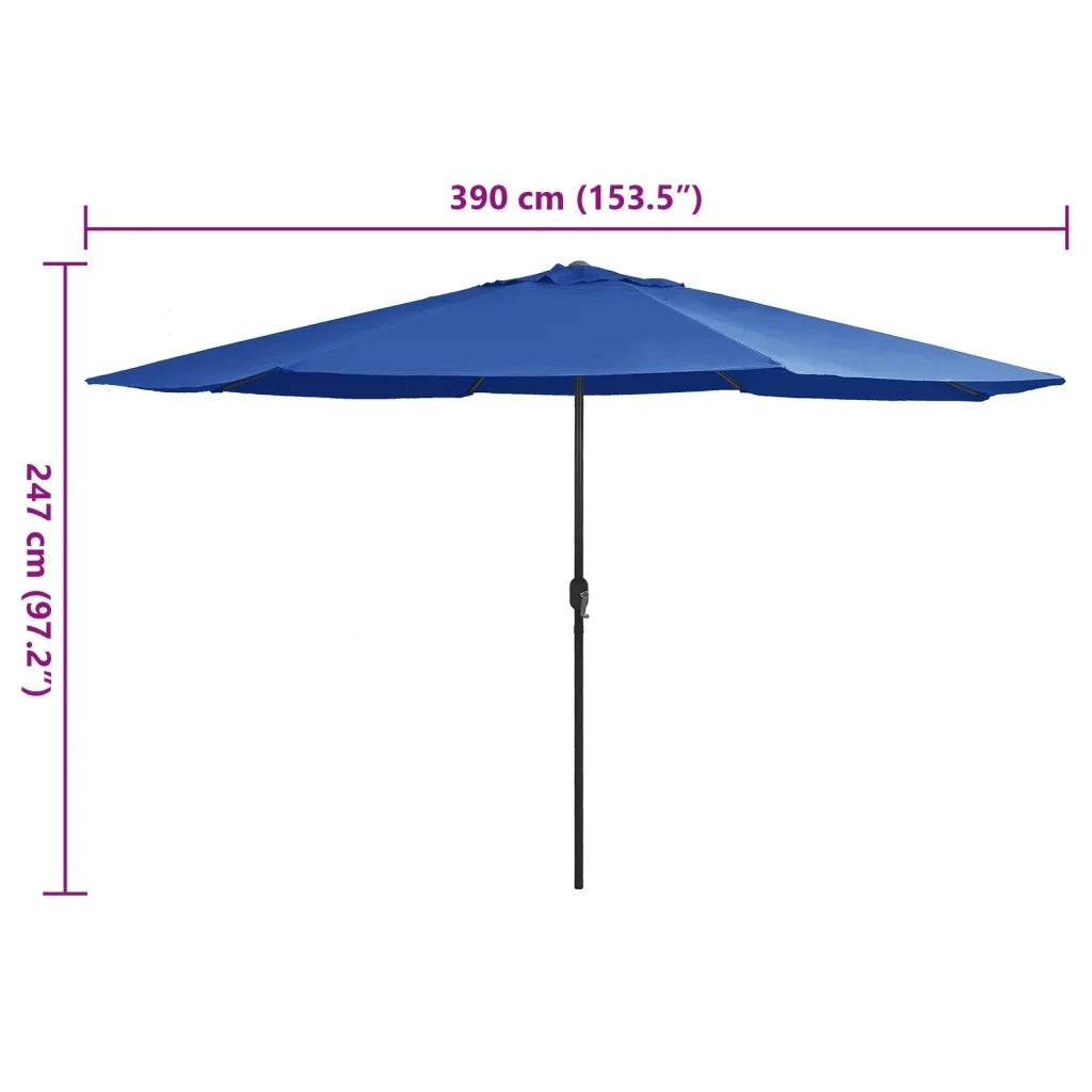 Ombrellone da Esterni con Palo in Metallo 390 cm Azzurro 47385