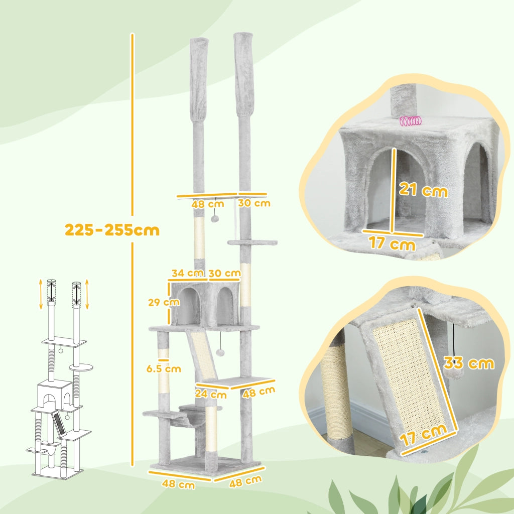 Tiragraffi a Soppalco con Casetta e Amaca ¨C Zephmum ¨C Grigio 225-255 cm