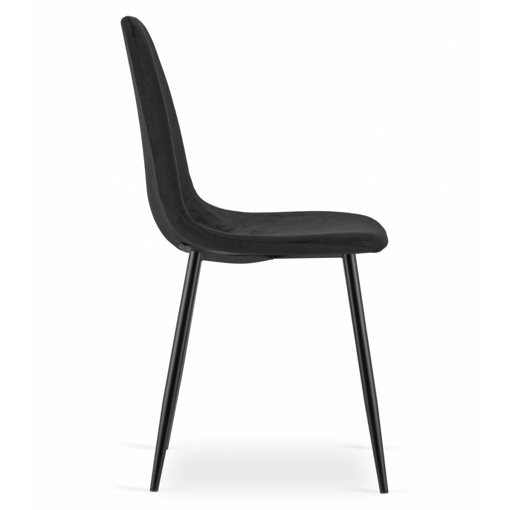 Sedia Como in velluto nero con gambe in metallo