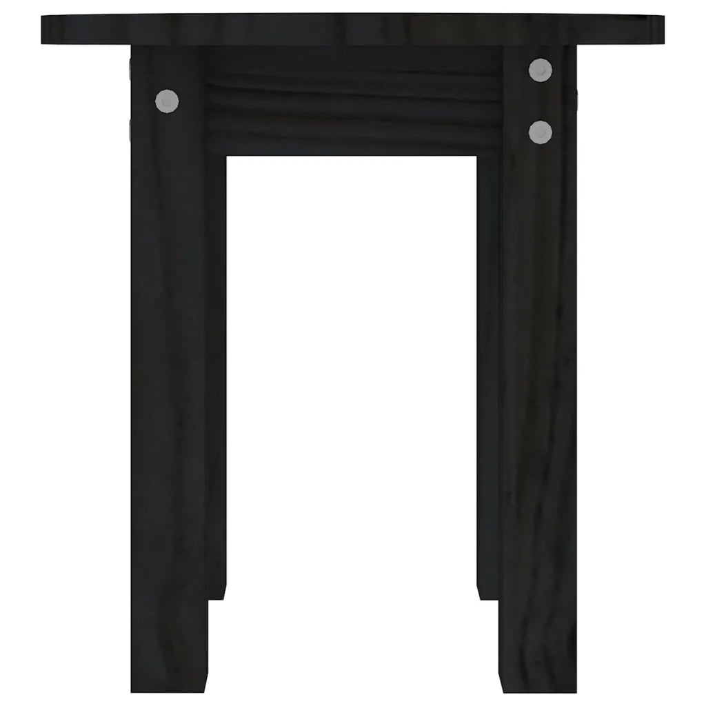 Tavolino da Salotto Nero Ø 35x35 cm in Legno Massello di Pino 822341