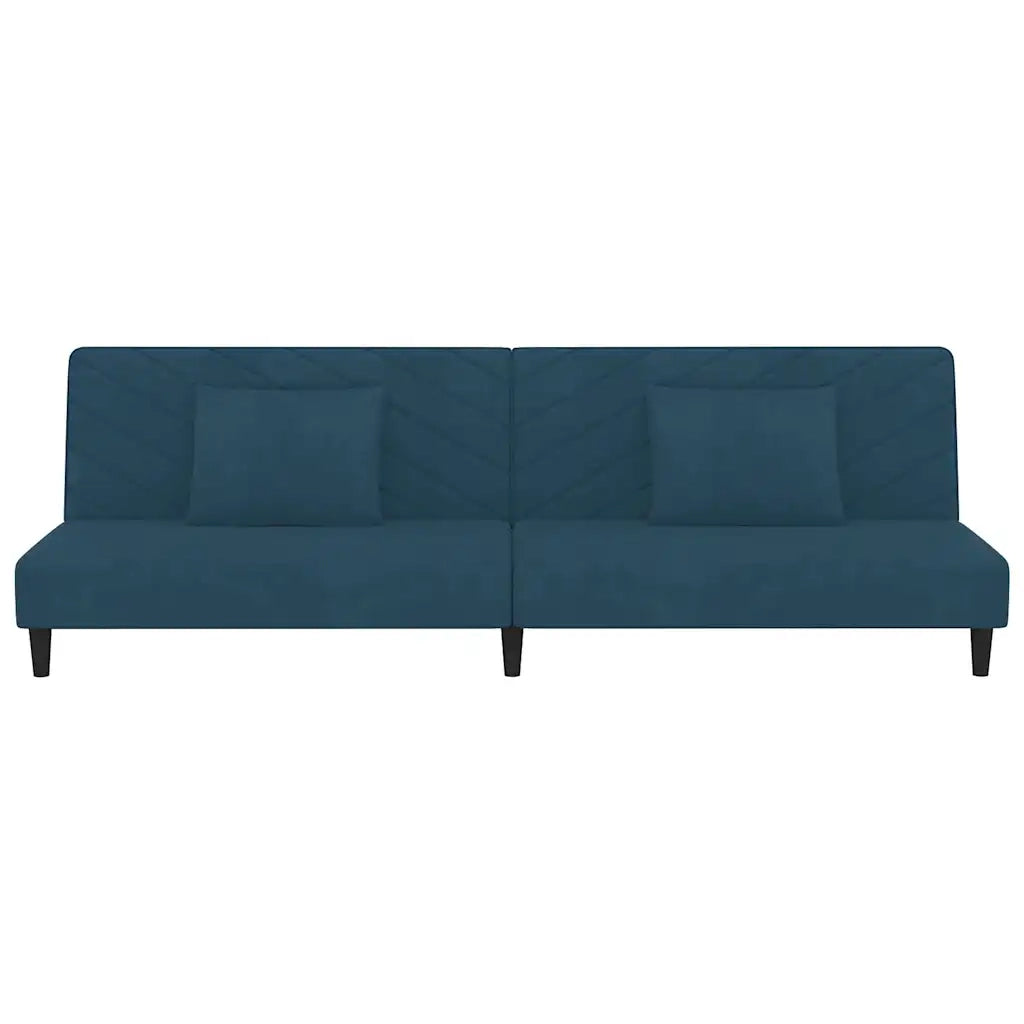 Divano letto | Sof¨¤ letto | Letto singolo a 2 Posti con 2 Cuscini Blu in Velluto