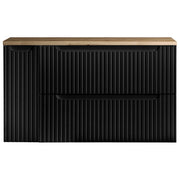 Mobile Sottolavabo da Parete NEWPORT con 2 Cassetti e Armadietto 100 x 60 x 40 cm - Nero / Effetto Rovere [en.casa]
