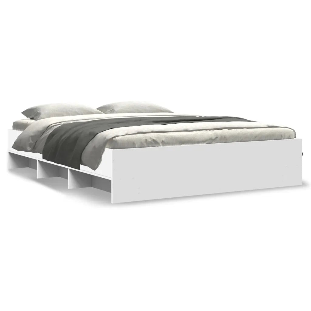 Letto matrimoniale | Letto per adulti | Giroletto senza Materasso Bianco 160x200cm in Legno Multistrato