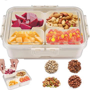 Scatola per snack con coperchio e 4 contenitori per il conservaggio di spezie e dolci.