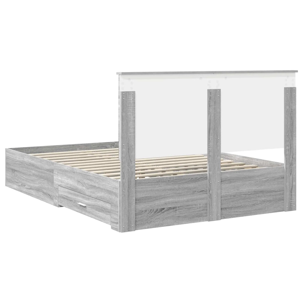 Struttura del letto con testiera Grigio Sonoma 140 x 200 cm 3411301