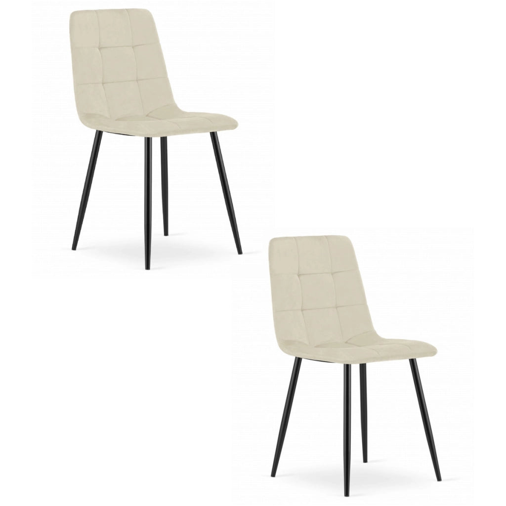Set di 2 sedie KARA in velluto beige chiaro e metallo nero