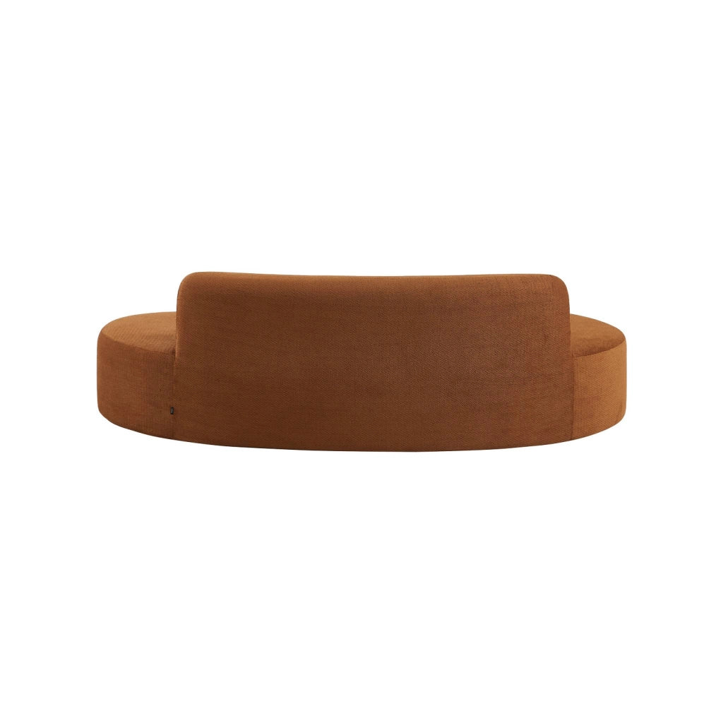 Divano a virgola in tessuto ciniglia, 3 posti, terracotta
