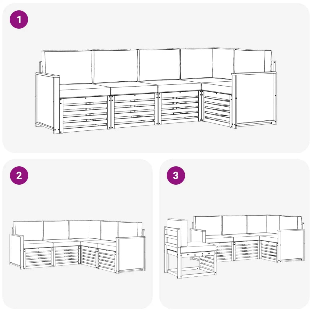 Set divano sezionale con cuscino 4 pcs Naturale e Grigio Chiaro 3384347