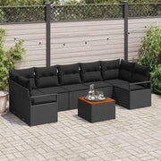Set Divano da Giardino con archiviazione 8 pcs Nero polyrattan