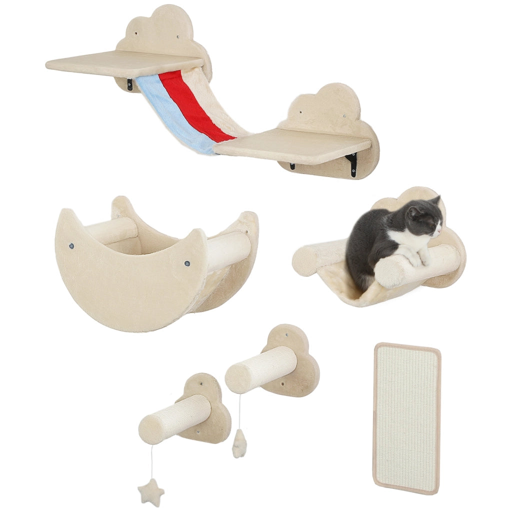 Gioco per Gatti a Parete con Amaca e Piattaforme ¨C Minimal ¨C Beige
