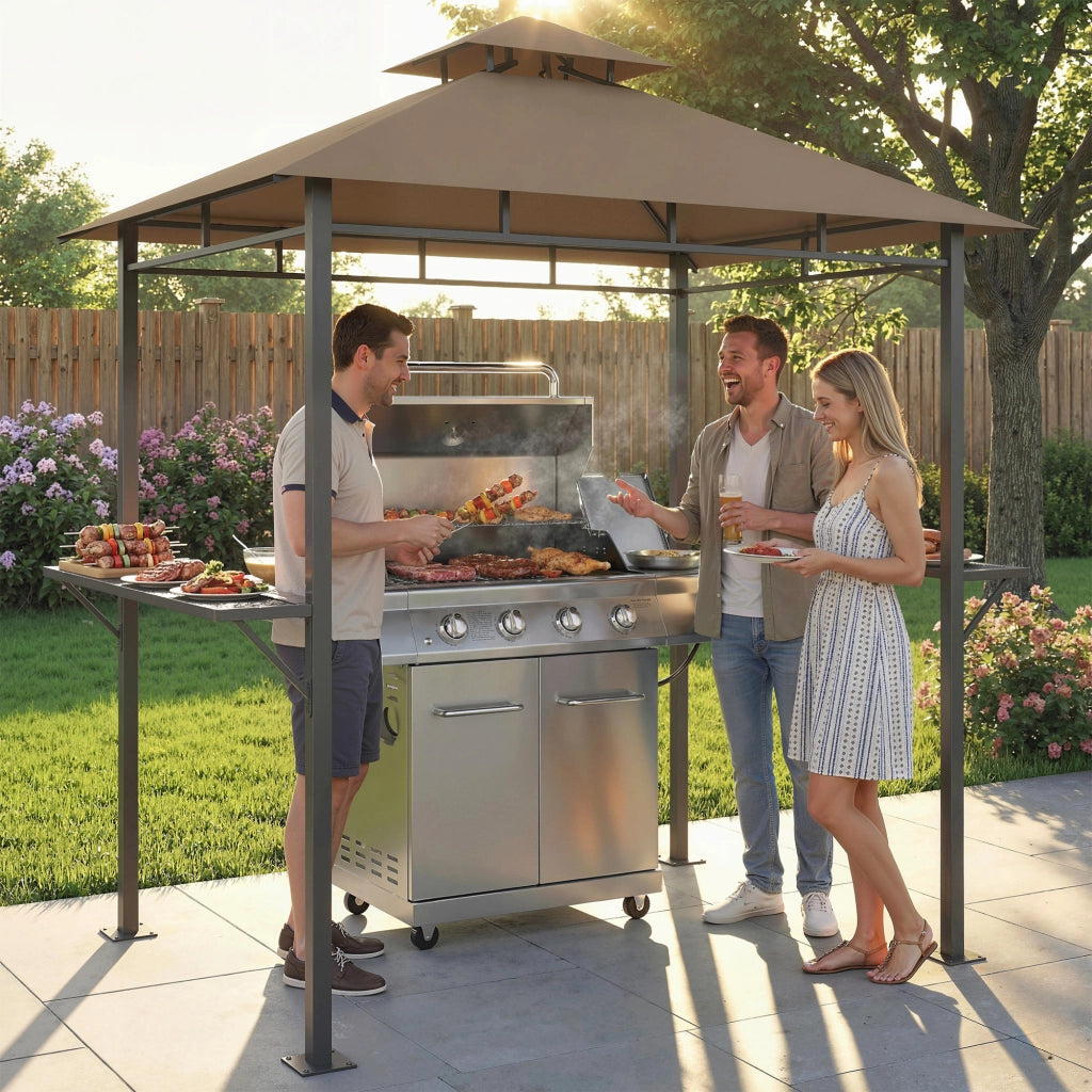 Gazebo Barbecue ¨C Minimal ¨C Marrone 245x146x255cm