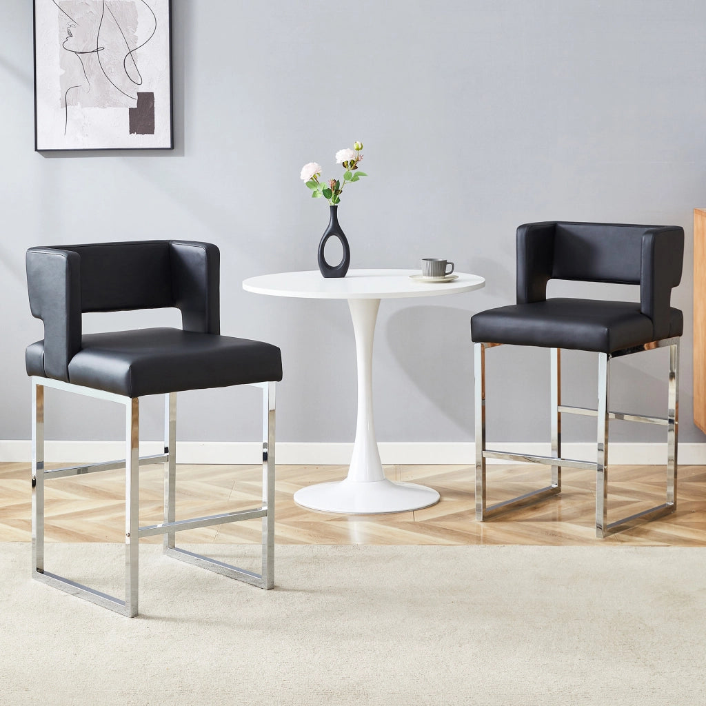 2 Sedie da bar stile nordico - Zephmum- Gambe metallo argento quadrato comodo