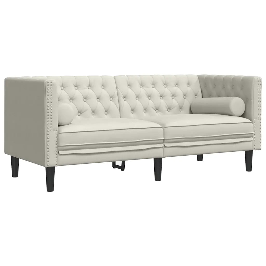 Set Divani Chesterfield 2pz con Cuscini Crema Velluto 3209298