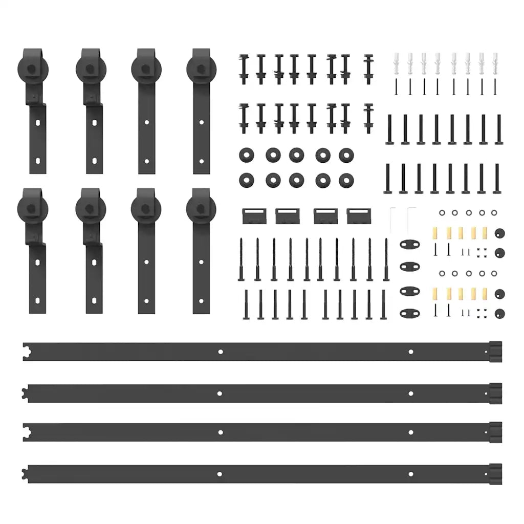 Kit di Binari per Porte Scorrevoli 400 cm Acciaio Nero CFW6036192