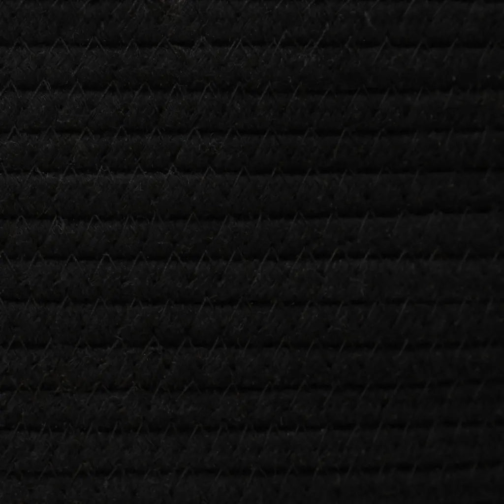 Cestino Portaoggetti con Coperchio Nero e Beige ?37x50cm Cotone CFW5361313