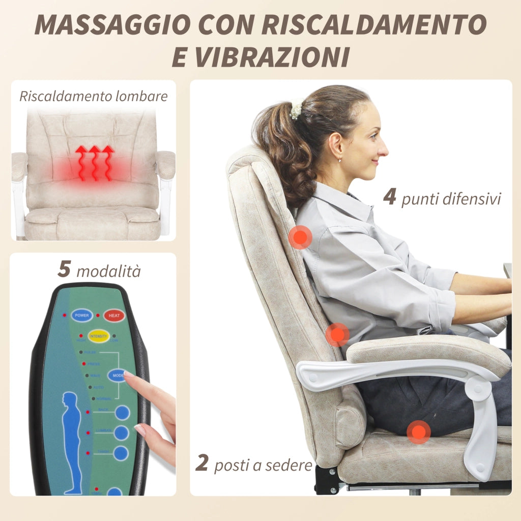 Sedia Massaggiante in Tessuto ¨C Minimal ¨C Crema