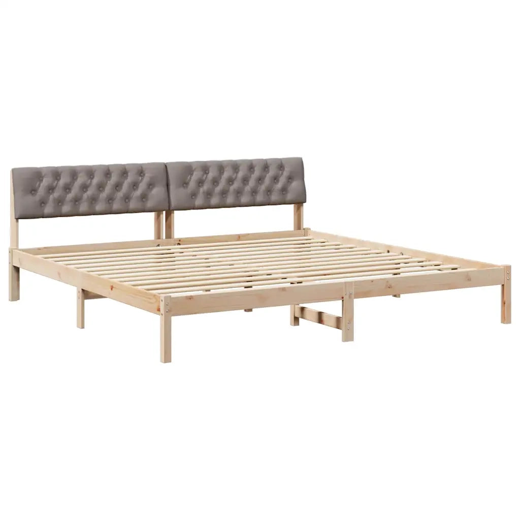 Struttura del Letto con testiera Marrone e taupe 200 x 200 cm