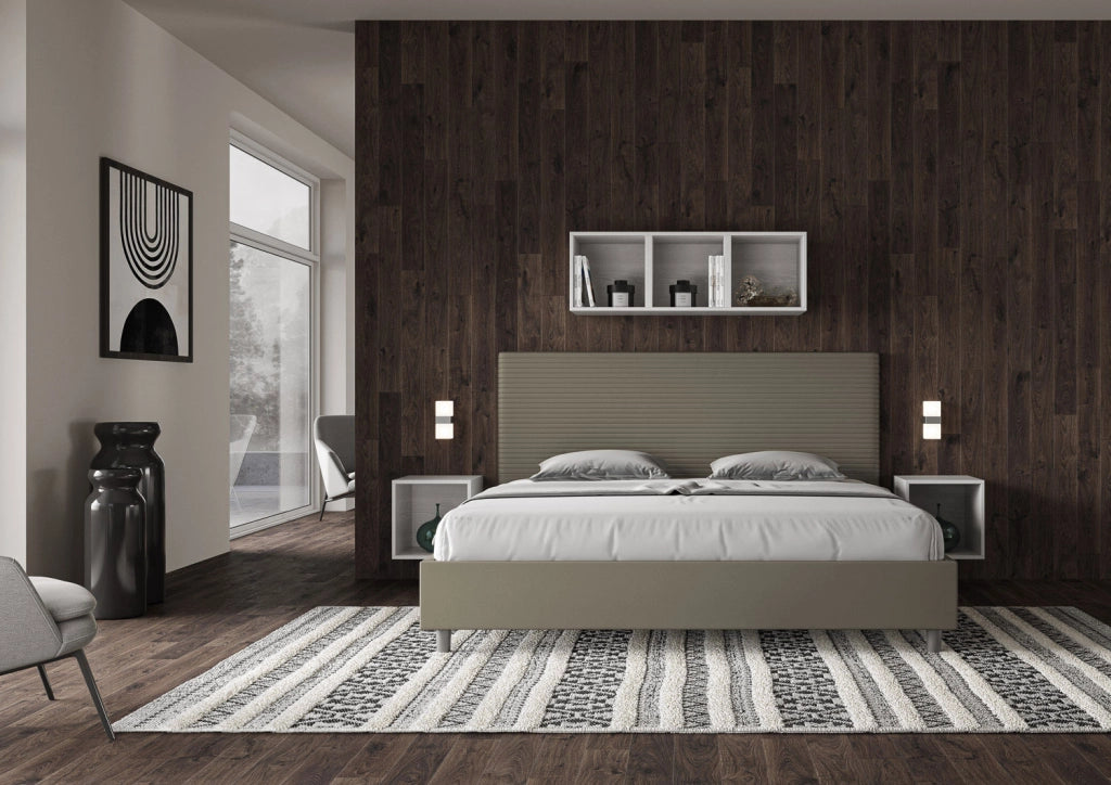 BS COM Letto senza rete imbottito 180x210 similpelle cappuccino