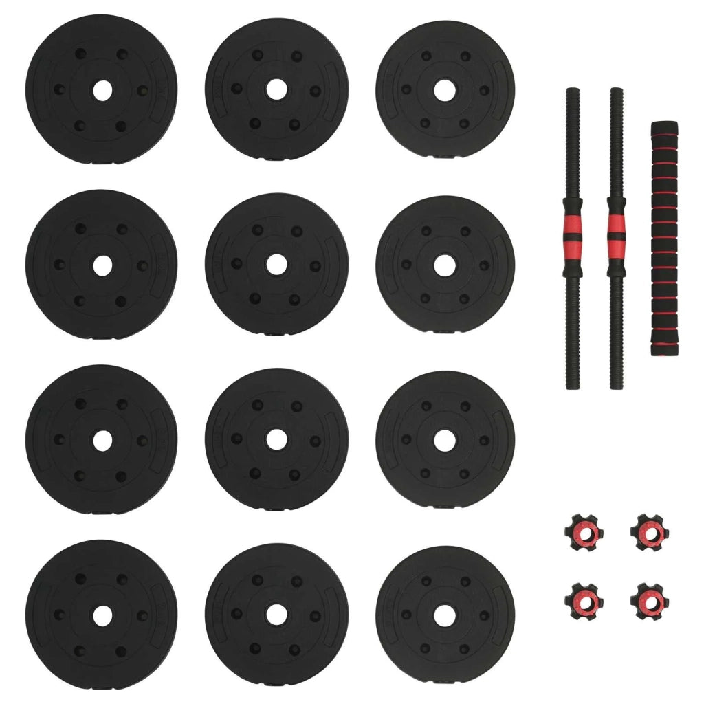 Set Manubri e Bilanciere 2-in-1 20 kg Nero e Rosso CFW3366902