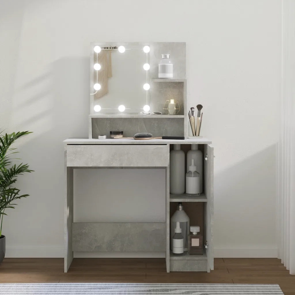 Toeletta con LED Grigio Cemento 86,5x35x136 cm 808814