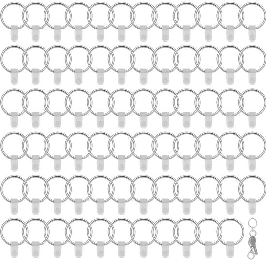 120 Set di Orecchioni in Metallo per Chiavi Ronde a 25 MM con 120 pezzi di Orecchioni in Plastica trasparente per fissaggio rapido per DIY, artigianato, ufficio, accessori per cinturini di chiavi