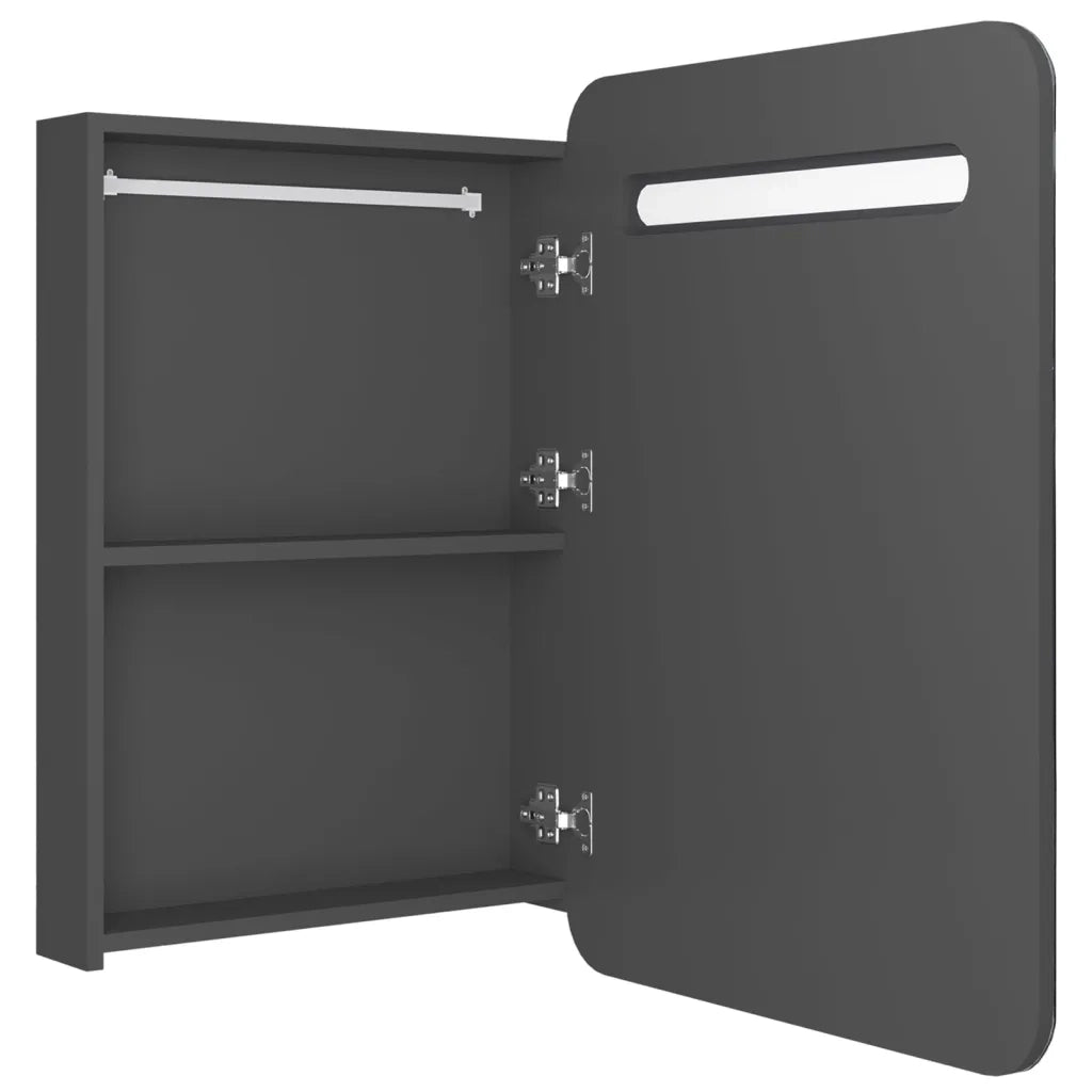Armadietto Bagno | Armadio da bagno con Specchio e LED Grigio 60x11x80 cm