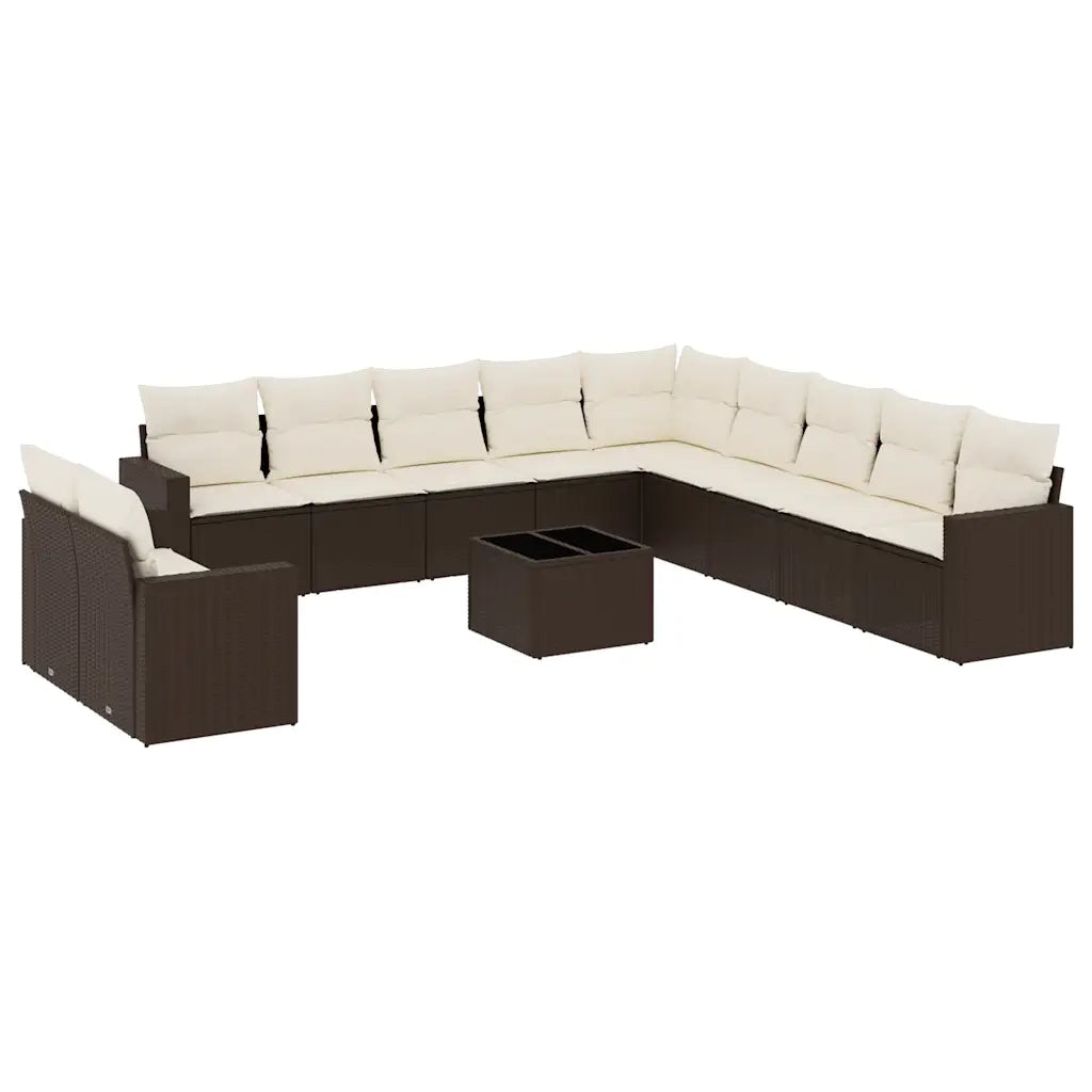 Set Divani da Giardino 12 pz con Cuscini Marrone in Polyrattan 3251540